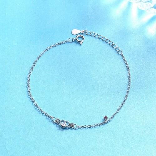 Hollow Thin Chain Bracelets For Women Silver Color Zircon Heart Double Layer Wing Girlfriend Festival Commemorate Jewelry Gifts