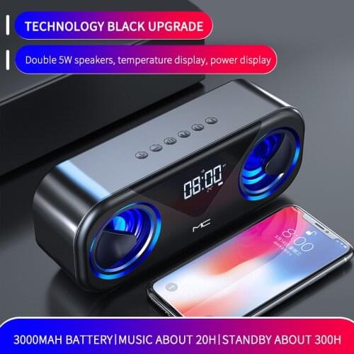 Portable Wireless Bluetooth Speaker LED Rhythm Flash Wireless Loudspeaker Alarm Clock TF Card Support Subwoofer
