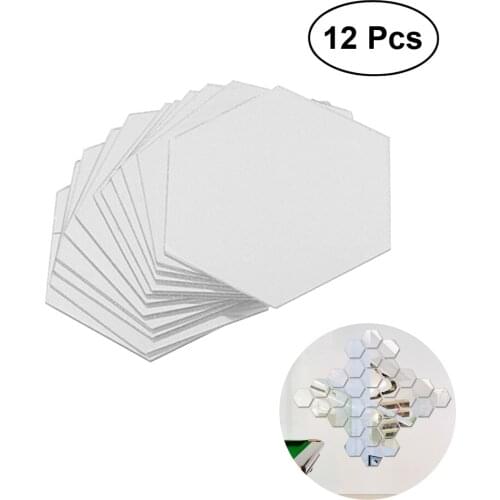 12pcs 4x4cm 8x8cm Hexagonal Acrylic Mirrors Wall Stickers DIY Modern Art Mirror Wall Mural Decor for Home Living Room