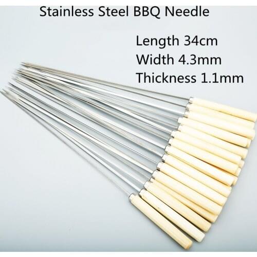 Meat Roast Skewers Stick Stainless Steel BBQ Needle Barbeque Skewers Kitchen Utensils Outdoor Camping Picnic