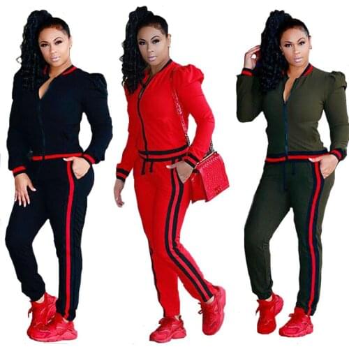 Spring Autumn Tracksuit Long Sleeve Sweatshirts Casual Suit Women Clothing 2 Piece Set Lantern Sleeve Tops+Pants Sports Suit