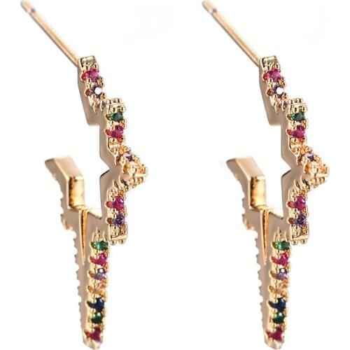 High Quality Exquisite Multicolor Zircon Starlike Stud Earrings for Women Fashion Jewelry Gift