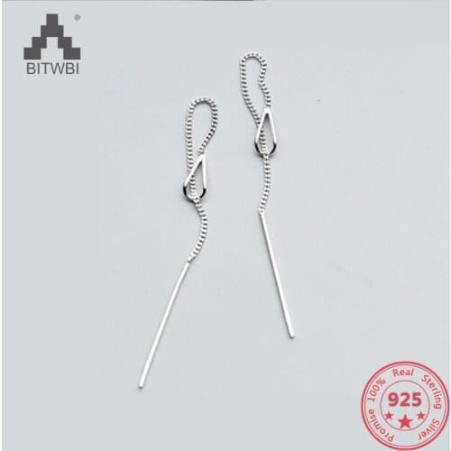 925 Sterling silver Ear Line Women Long Earrings Fine Jewelry Simple Ear Wire Chain Earrings Hanging Brincos