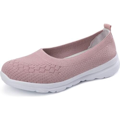 Women Casual Shoes Light Breathable Mesh Tennis Summer Knitted Vulcanized Shoes Outdoor Slip-On Sock Sneakers Plus Size