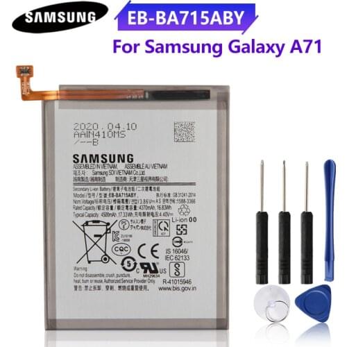 100% Original Battery EB-BA715ABY For Samsung Galaxy A71 SM-A7160 A7160 Replacement Phone Battery Authentic Battery 4500mAh