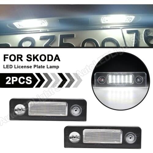 2Pcs For Skoda Octavia 2004 2005 2006 2007 2008 2009 2010 2011 2012 2013 Roomster 2006-2013 LED License Number Plate Light Lamp