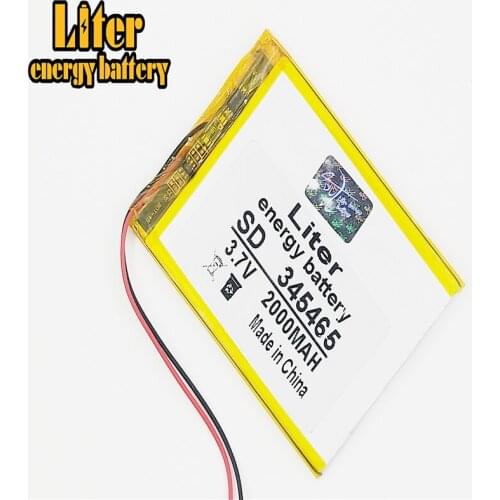 345465 3.7V 2000mAh Lithium Polymer Rechargeable Battery cells For 3.7V 345465 PLUG PAD GPS Vedio Lithium polymer battery