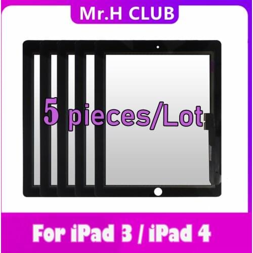 5 Pcs Touch Screen For iPad 3 A1416 A1430 A1403 For iPad 4 A1458 A1459 A1460 LCD Outer Digitizer Sensor Glass Panel Replacement