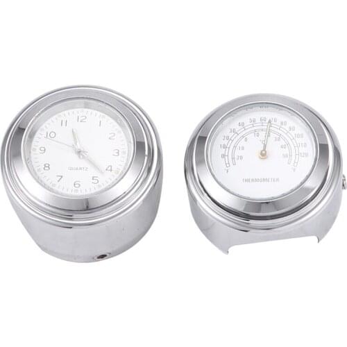 7/8 inchor 1inch Waterproof Dial Motorcycle Handlebar Clock Thermometer Temp + Motorcycle handlebar clock + hex key For H