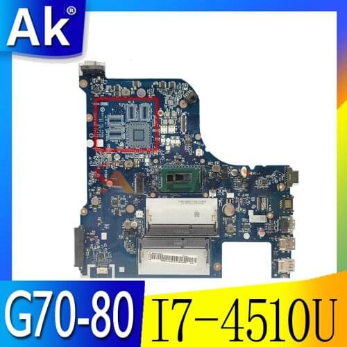 Akemy AILG1 NM-A331 Laptop motherboard For lenovo ideapad G70-80 DDR3L SR1EB I7-4510U Main board Full test