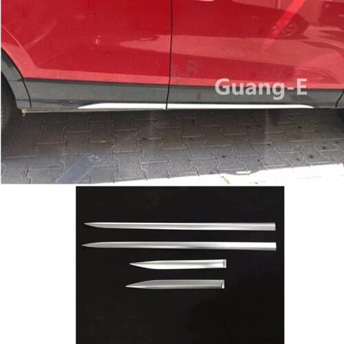 Car Detector Stainless Steel Side Door Body Trim Stick Strip Molding Bumper Parts 4pcs For Audi Q2 Q2L 2018 2019 2020
