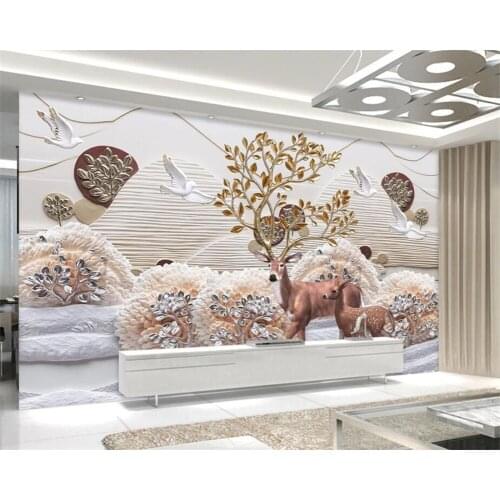 Beibehang Custom Wallpaper landscape 3D woods elk relief 3d Living Room Bedroom TV Sofa Background wall mural 3d wallpaper
