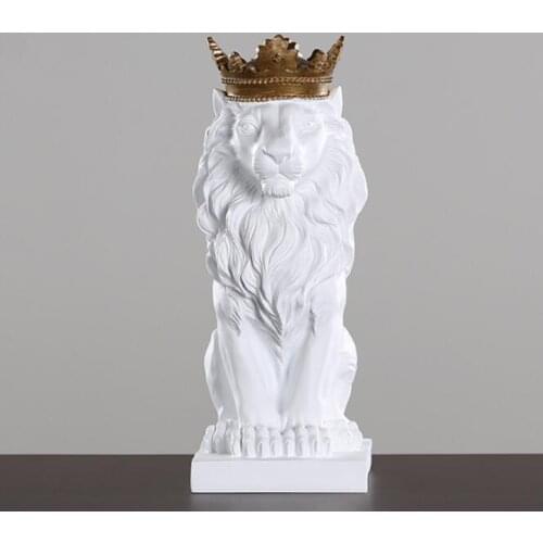 WHITE CROWN LION STATUE HANDICRAFT DECORATIONS CHRISTMAS DECORATIONS FOR HOME SCULPTURE ESCULTURA HOME DECORATION ACCESSORIES