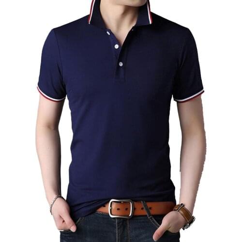 BROWON 2020 New Casual Mens Tshirts Summer Short Sleeve Turn-down Collar Work Social T-shirt for Men Black T-shirt