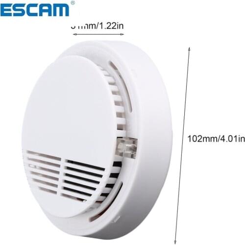 ESCAM Smoke detector fire alarm detector Independent smoke alarm sensor for home office Security photoelectric smoke alarm