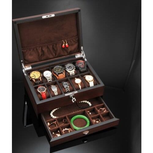 New Black Gold Wood Watch Box Jewelry Integrated Watch Storage Box Large Capacity Table Box Table Box