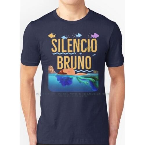 Silencio Bruno T Shirt 100% Pure Cotton Silencio Bruno Silenzio Italian Luca Movie Fish Mermaid Purple Blue Text Based Sea