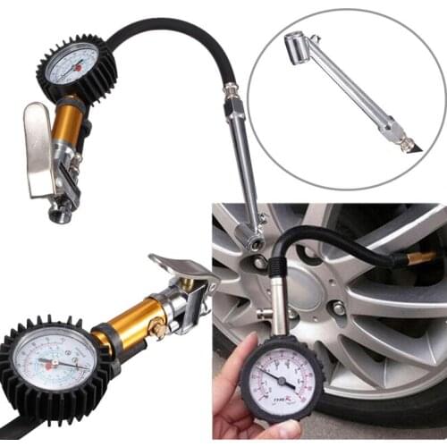 Auto Car Truck Motorcycle Flexible Pistol Hose 220 PSI Air Tire Pressure Gauge Air Inflator Gun