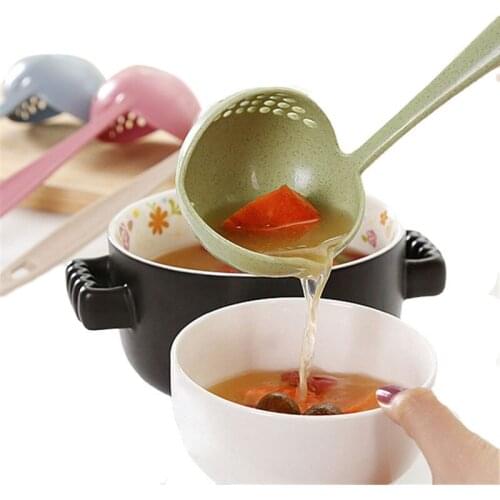Kitchen Accessories Cooking Shovels 2 In 1 Long Handle Melon Plastic Spoon Household Filter Vegetable Strainer Kitchen Gadgets