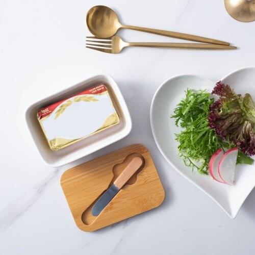 Butter Dish with Lid Airtight Butter Food Storage Freshness Keeper Container Box Pure White Ceramic Large