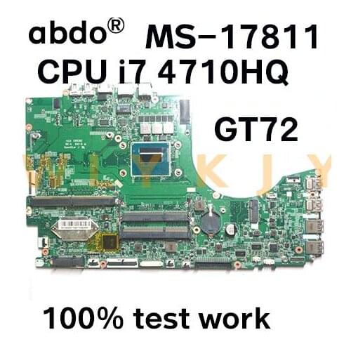 For MSI GT72 MS-1781 notebook motherboard MS-17811 VER 1.0 CPU i7 4710HQ DDR3 100% test work