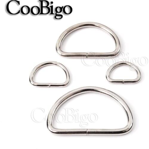 50pcs Metal D Rings Silver Semi Round Buckle Belt Webbing Handbag Strap Bag Hardware Pet Collar DIY Accessories 13-33mm Unwelded