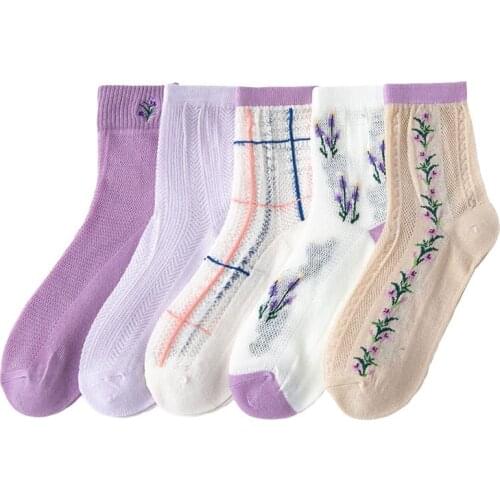 Mesh Breathable Womens Socks Lolita Style Japanese Kawaii Cute Cotton Socks Summer Thin Harajuku Retro Streetwear Long Socks