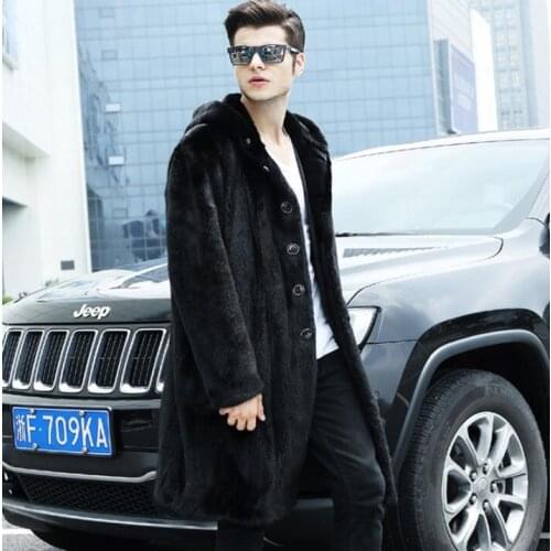 Autumn faux mink leather jacket mens winter thicken warm fur leather coat men slim jackets jaqueta de couro fashion B84