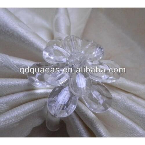 Clear acrylic flower napkin ring, beaded wedding napkin holder