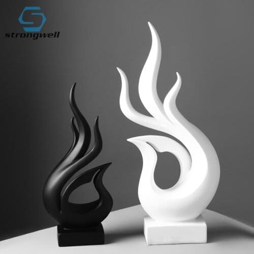 Strongwell Abstract Flame Miniature Model Home Decoration Accessories Black & White Figurines Living Room Entrance Decorations
