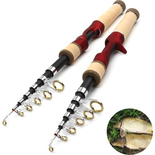 Ultrashort 1.65M Telescopic Protable Carbon Spinning Fishing Rod Casting Short Sea Rod M power pocket rod 10-20g Lure Weight