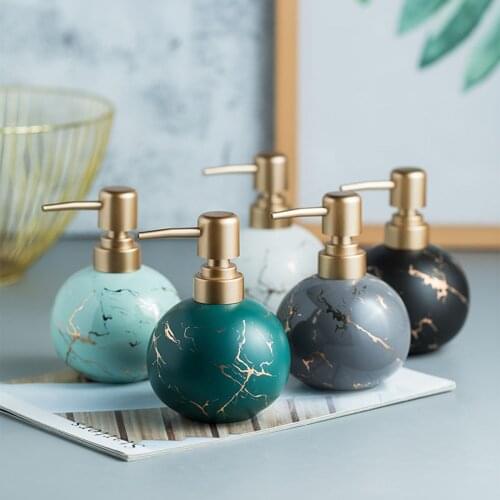 5 Colours Ceramic Charming Spheroid Earth Planet Fashion Golden Head Soap Dispenser Bathroom Hotel Pump Perfume Lotion Bottle
