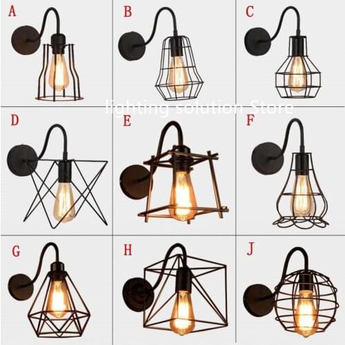 Vintage Iron Cage Wall Lamp Retro Loft Hallway Stairs Light Bedroom Bathroom Wall Sconces applique murales luminaire arandela