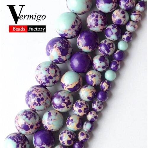 Lake Blue Purple Sediment Jaspers Round Spacer Beads For Jewelry Making 4 6 8 10mm Mineral Stone Beads Diy Bracelet Jewelry 15