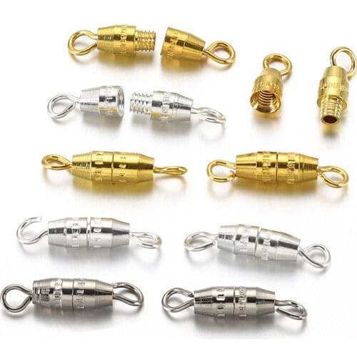 50pcs 16x2mm Cylinder Fasteners Buckles Closed Beading End Clasp Screw Clasps For DIY Jewelry Making Bracelet Necklace Connector