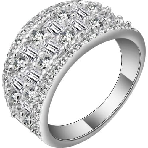 Elelgant Cubic Zirconia Round Rings Jewelry Silver Color Simple CZ Wedding Bands Rings For Women Custom Jewelry Charm Bagues