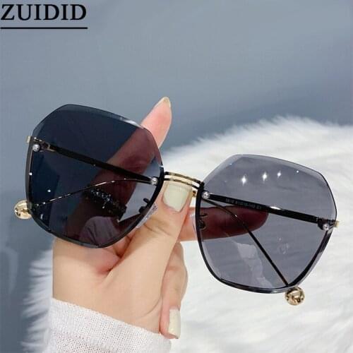 Rimless Square Sunglasses Women 2021 Fashion Glasses Vogue Vasos Decorativos Moda Mujer Zonnebril Dames Lunette De Soleil Femme