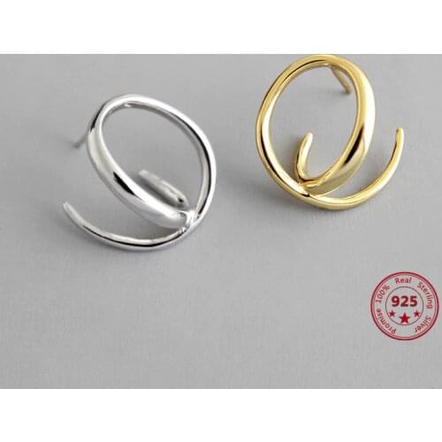 925 Sterling Silver New Fashion stud earrings for women simple irregular line shape hot selling fashion trend wild style jewelry