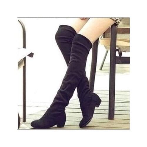 Fashion new Hot Women Boots Autumn Winter Ladies Fashion Flat Bottom Boots Shoes Over The Knee Thigh High Suede Long Boots