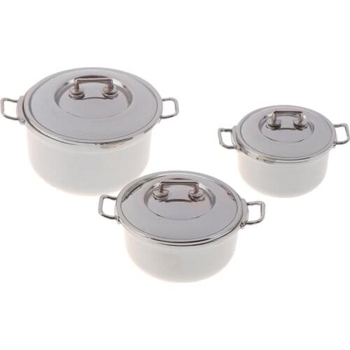 1/12 Dollhouse Miniature Imitated stainless steel casserole Kitchen Cookware