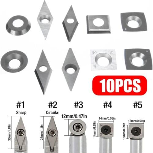 10Pcs Round/Square/Diamond Inserts Blades For Wood Lathe Turning Tools Durable Woodworking Turning Tools Cutters Inserts
