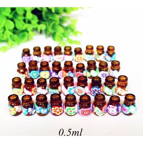 10pcs/Pack DIY 0.5ml Jewelry Polymer Clay Glass Essential Oil Bottle Small Pendant Wishing Bottles Mini Perfume Vials