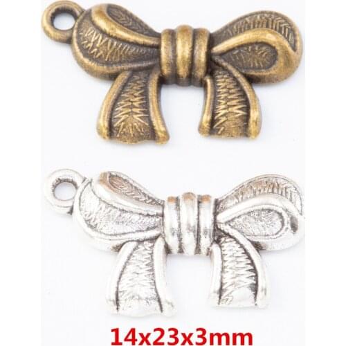 40 pieces of retro metal zinc alloy Bow pendant for DIY handmade jewelry necklace making 7716