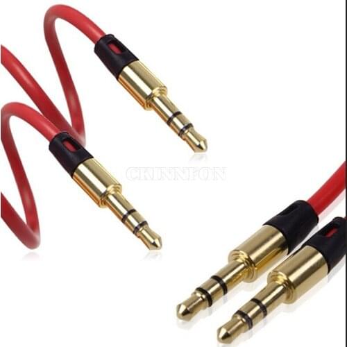 500Pcs/Lot 3.5mm Aux Auxiliary Cord Male to Male Stereo Audio Cable for PC IPod MP3 Car Red