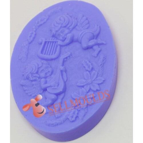 AH024 Music Angel oval shape silicone mold Handmade Soap Clay craft mold DIY decoration tools