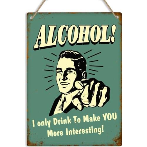 ALCOHOL RETRO Style Funny Vintage Metal Sign Plaque Man Cave Bar Pub Home Decor