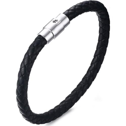 Free Shipping 6mm Braided Genuine Leather Magnetic Bracelet, Fashion Bracelets
