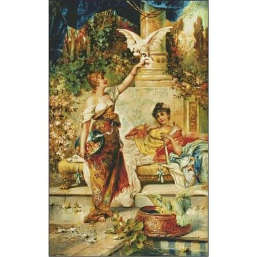 Big Cross Stitch Kits Oil painting garden woman Crafts Art Needlework 14CT Unprinted Embroidered Handmade Wall Home Decor