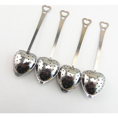 10/5/2Pcs Tea Filter Tea Strainer Spoon Long Grip Stainless Steel Mesh Heart Shaped Tea Infuser Spoon Teaware