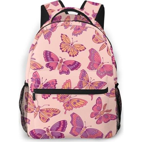 Backpack Kids School Bag for Teenage Girls Seamless With Decorative Butterflies Laptop Notebook Bagpack Travel Back Pack 2021